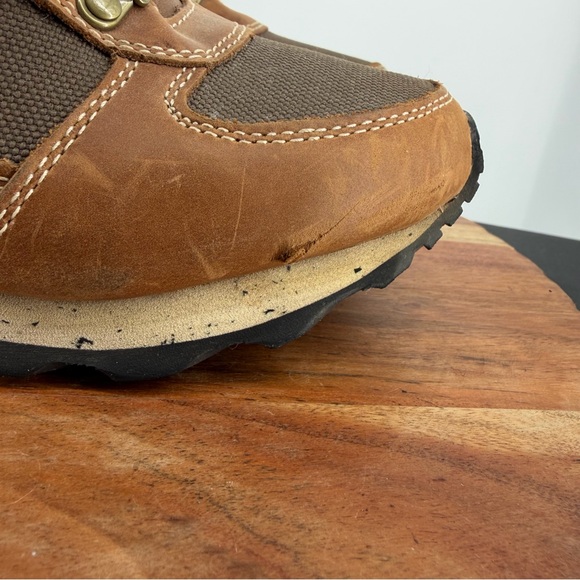 L.L. Bean Katahdin waterproof- Brown Blue laces Hiking Boots Rugged tek 2.5 sz 7 - Picture 2 of 11